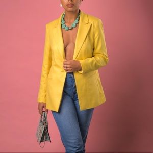Lemon Yellow Fitted Blazer / Suit Jacket